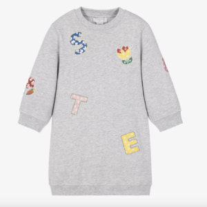 Stella McCartney Kids Girls Grey Sweatshirt Dress with Colourful Logo Letters