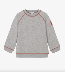 Stella McCartney Kids Boys Grey Marl Cotton Sweatshirt with Red Stitching