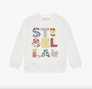 Stella McCartney Kids Girls Ivory Cotton Sweatshirt with Colourful Logo