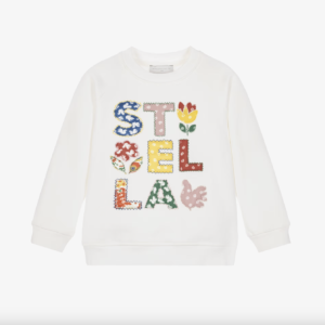 Stella McCartney Kids Girls Ivory Cotton Sweatshirt with Colourful Logo