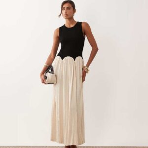 ASOS DESIGN color block crinkle midi dress