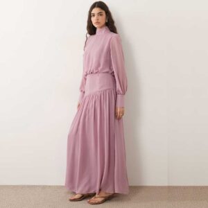 ASOS DESIGN high neck deep cuff maxi dress in lilac