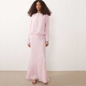ASOS DESIGN slash neck long sleeve maxi dress