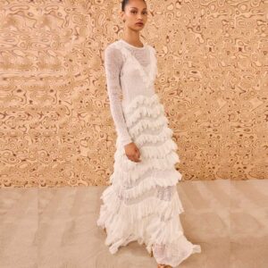Calliope Long Sleeve Tiered Ruffle Long Dress Cowrie