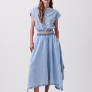 Denim Midi Handkerchief Skirt