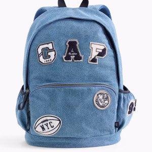Kids Denim Logo Patch Backpack