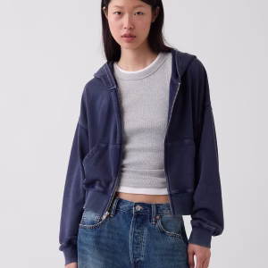 VintageSoft Terry Oversized Wedge Zip Hoodie