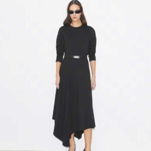 COTTON FLARED DRESS Black