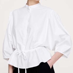 Cotton Poplin Tie-Waist Top White