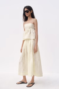Pleated Jacquard-Weave Skirt