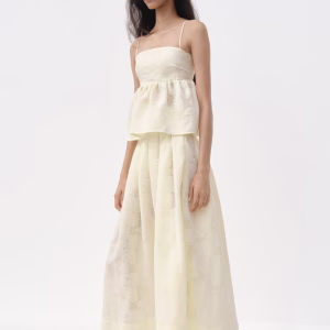 Pleated Jacquard-Weave Skirt