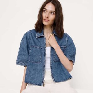 Denim Flare-Sleeve Jacket Medium Wash
