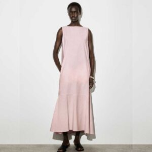 DROPPED-HEM COTTON MIDI DRESS