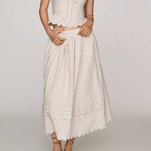 En Saison Elise Embroidered Midi Skirt