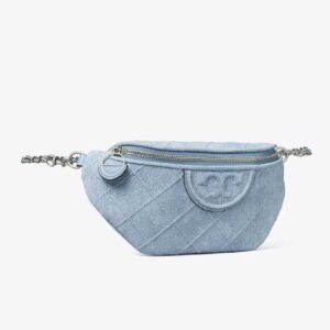 FLEMING SOFT DENIM-PRINT SUEDE BELT BAG