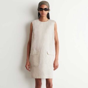 LINEN MINI SHIFT DRESS Undyed / Beige
