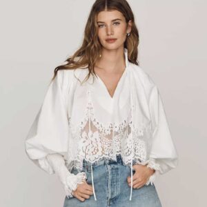 Mare Mare Lace Inset Long-Sleeve Blouse