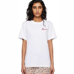 Marni White Cotton Flocked Marni Logo T-shirt