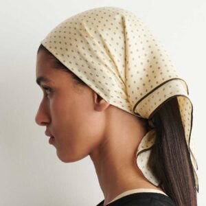 POLKA-DOT SILK SCARF Buttermilk / Brown