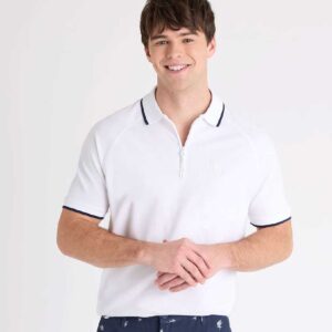 QUARTER ZIP RAGLAN SLEEVE POLO SHIRT