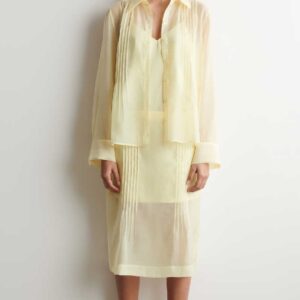 SHEER PINTUCKED SKIRT Yellow