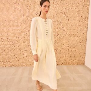 Veria Lace Front Midi Dress Cowrie