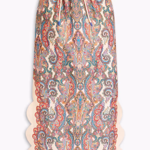 ZIMMERMANN Scalloped paisley-print linen midi skirt