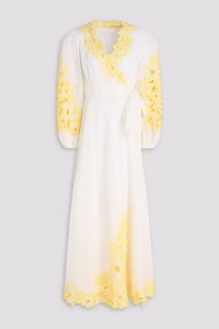 ZIMMERMANN Broderie anglaise linen maxi wrap dress