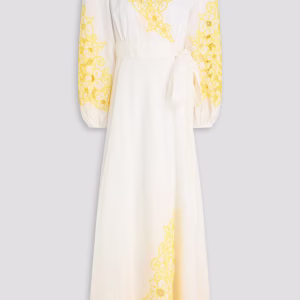 ZIMMERMANN Broderie anglaise linen maxi wrap dress