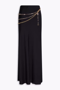 RABANNE Chain-embellished satin maxi skirt