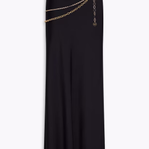 RABANNE Chain-embellished satin maxi skirt