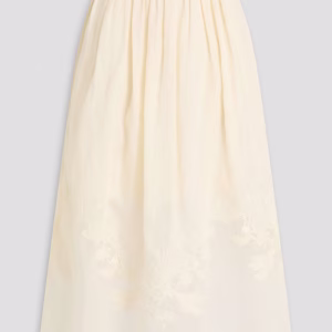 ZIMMERMANN Belted embroidered linen midi skirt