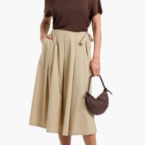 WEEKEND MAX MARA Folk pleated cotton-poplin midi skirt
