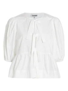 Ganni  Cotton Poplin Peplum Blouse