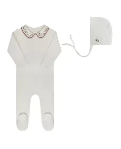 Ely's & Co. Unisex Embroidered Collar Collection Footie + Bonnet - Baby