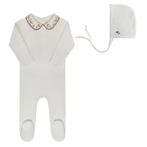 Ely's & Co. Unisex Embroidered Collar Collection Footie + Bonnet - Baby