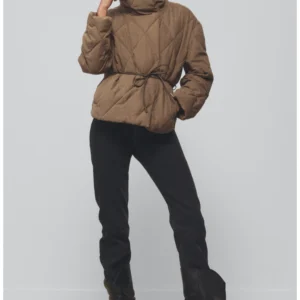 Tie Waist Puffer Coat Avec Les Filles