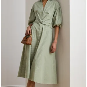Stripe Bubble Sleeve Cotton Broadcloth Shirtdress Lauren Ralph Lauren