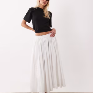 ASOS DESIGN embroidered hem midi skirt in white - part of a set