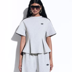 adidas Originals x ASOS t-shirt with waist detail in gray sweatshirt fabric