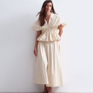 ARRANGE premium cotton cinched waist top in stone - part of a set