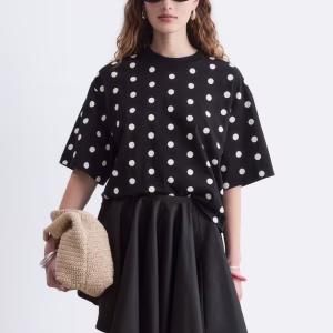 & Other Stories boxy T-shirt in black polka dot print