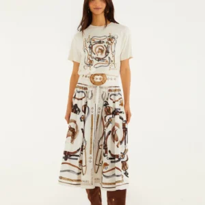 off-white equestrian scarf belted midi skirt