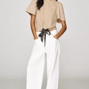 Pilcro Puff-Sleeve Bandana Drawstring Top