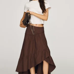 Pilcro Tiered Asymmetrical Midi Skirt