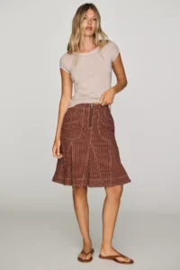 Pilcro Fluted Denim Skirt
