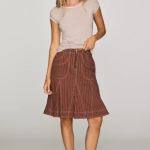 Pilcro Fluted Denim Skirt
