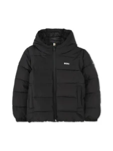 Hugo Boss Kids Logo Printed Hooded Padded Jacket