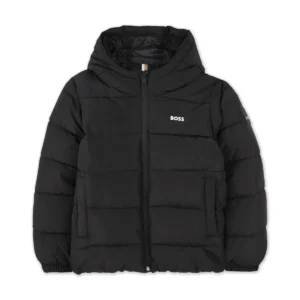 Hugo Boss Kids Logo Printed Hooded Padded Jacket