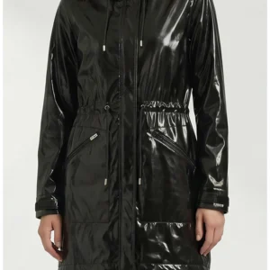 Sibil-V Hooded Water Resistant Coated Vinyl Raincoat Noize